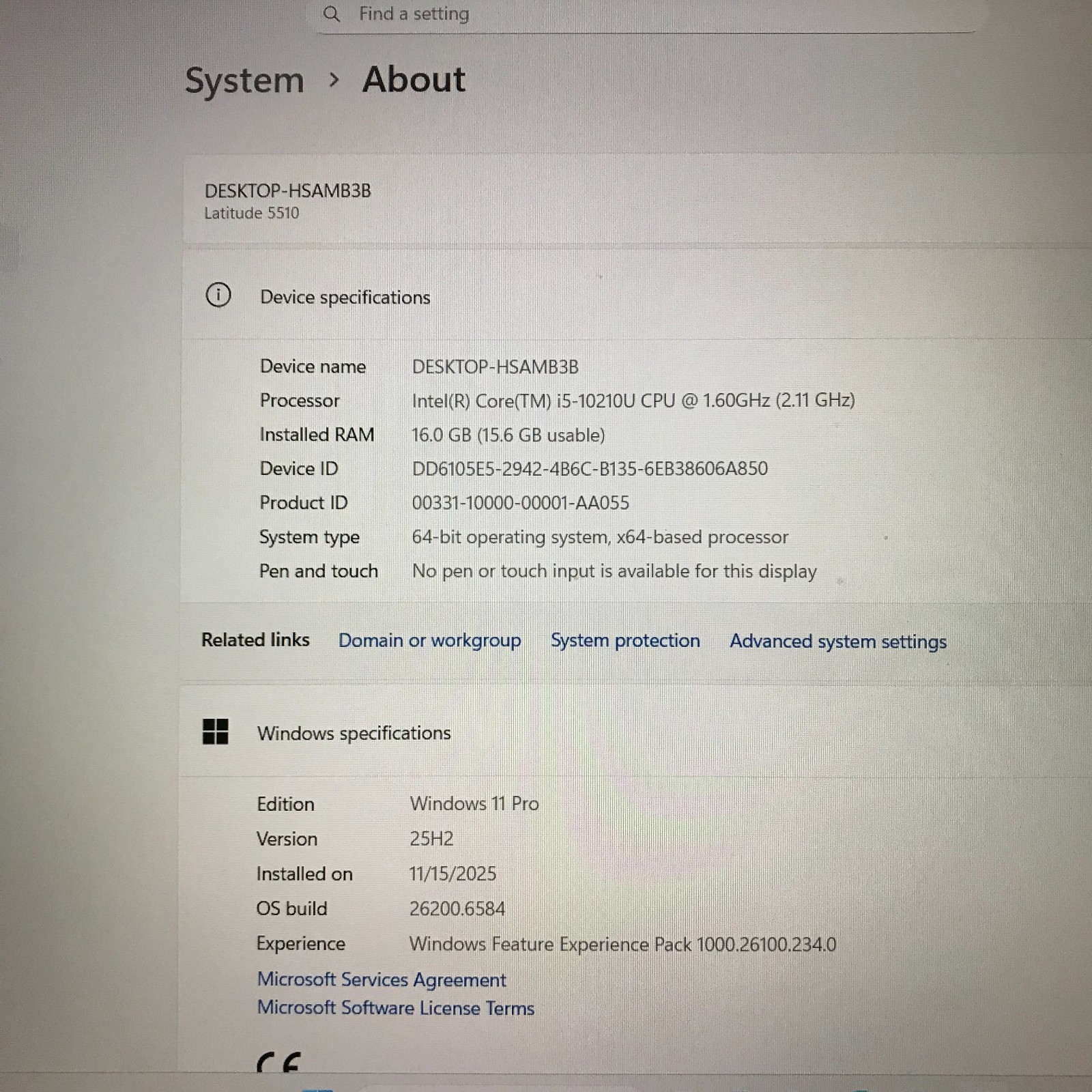 Dell Latitude 5510 Laptop i5-10210U 1.6GHz 16GB Ram 5126GB SSD (Windows 11 Pro)