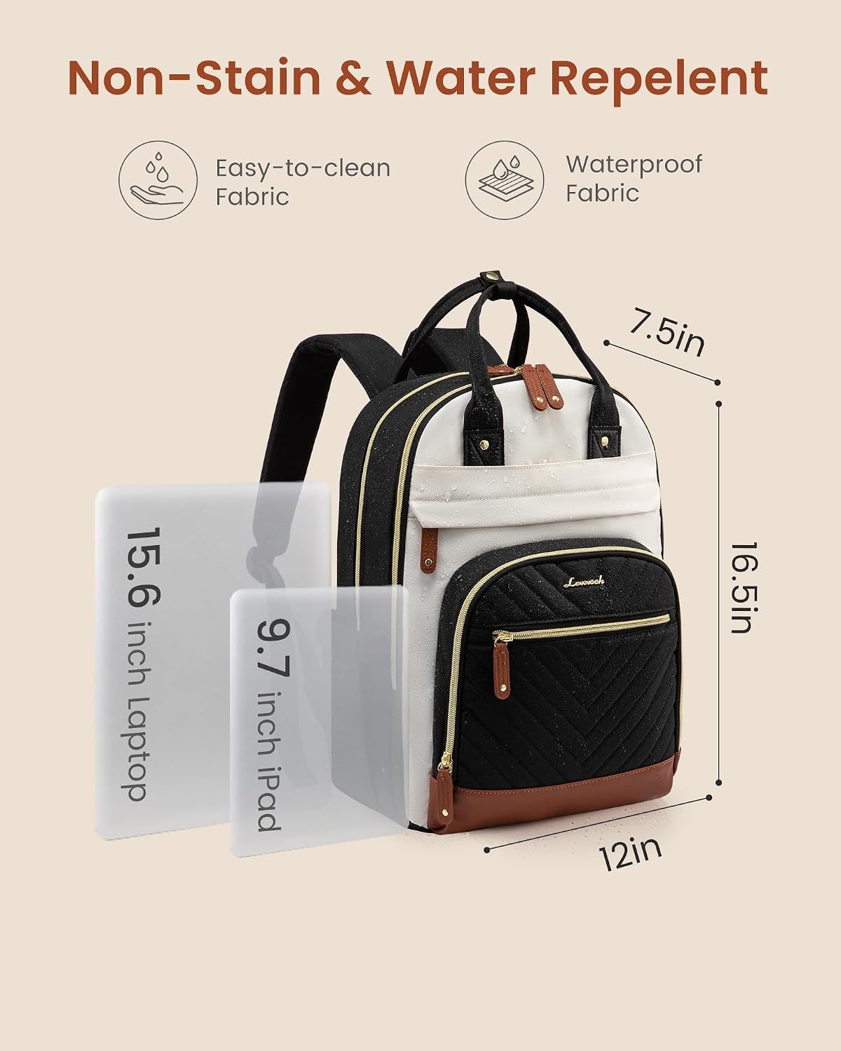 15.6 inch Waterproof Work Travel Backpack Computer Laptop Bag for Women & Men