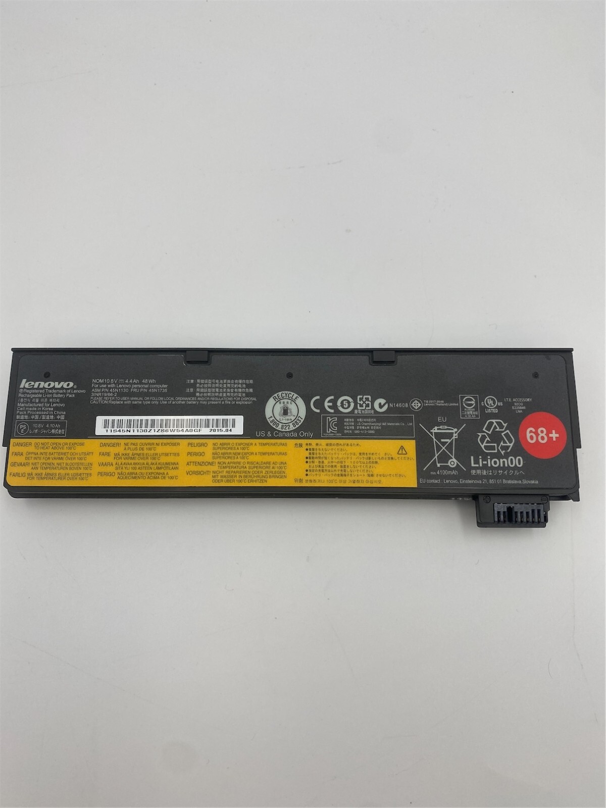 Lenovo Thinkpad Battery 6c 10.8V 48Wh 68+ Date Code: 2015.04 BATT: 75% 45N1735