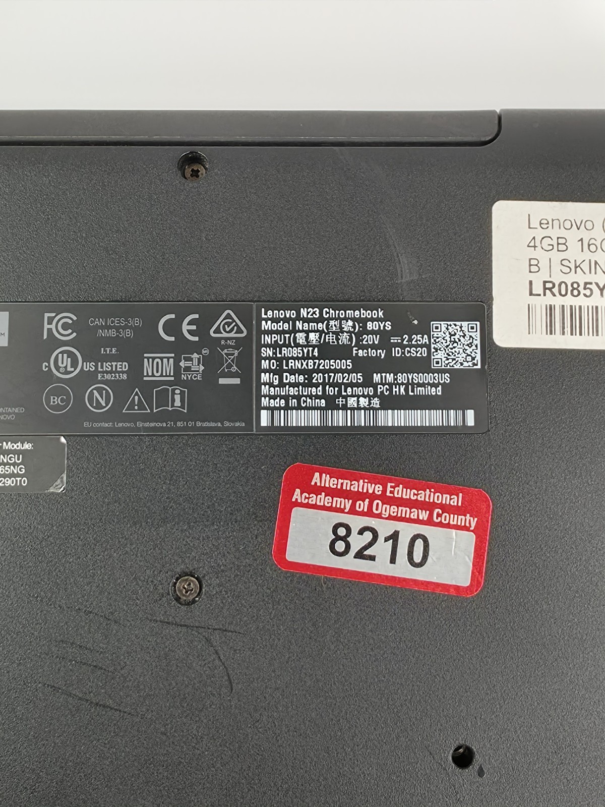 Lenovo N23 Chromebook Black Parts Only – No Power ADAPTER