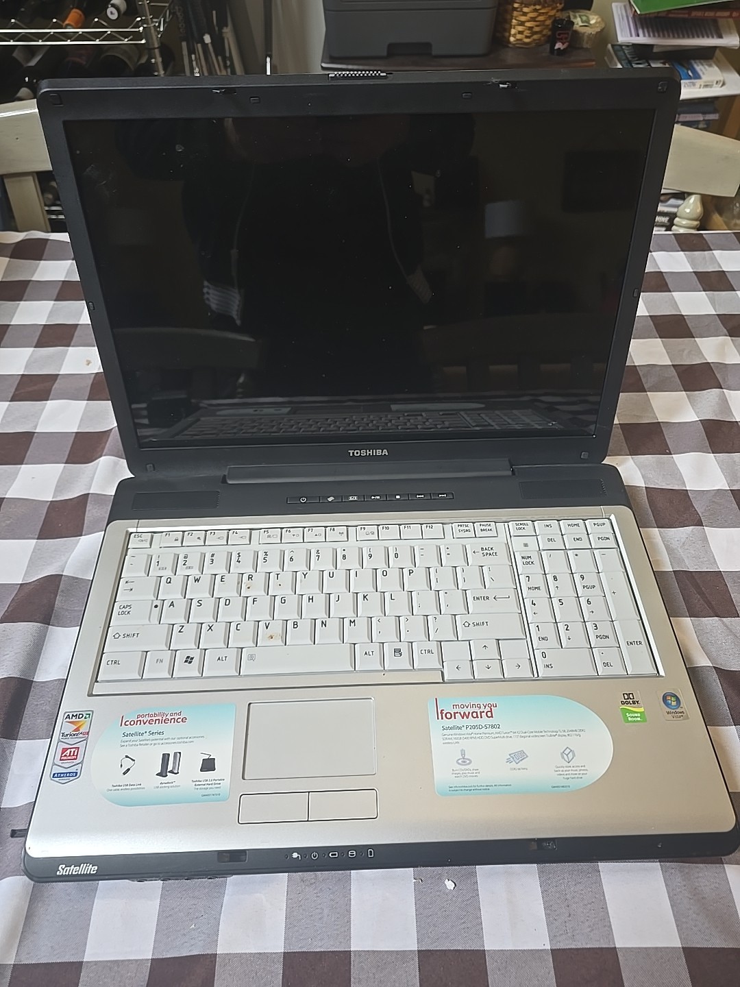 Toshiba Satellite P205D-S7802 Laptop AMD Turion 64 x2 4GB Ram 160GB HDD Works