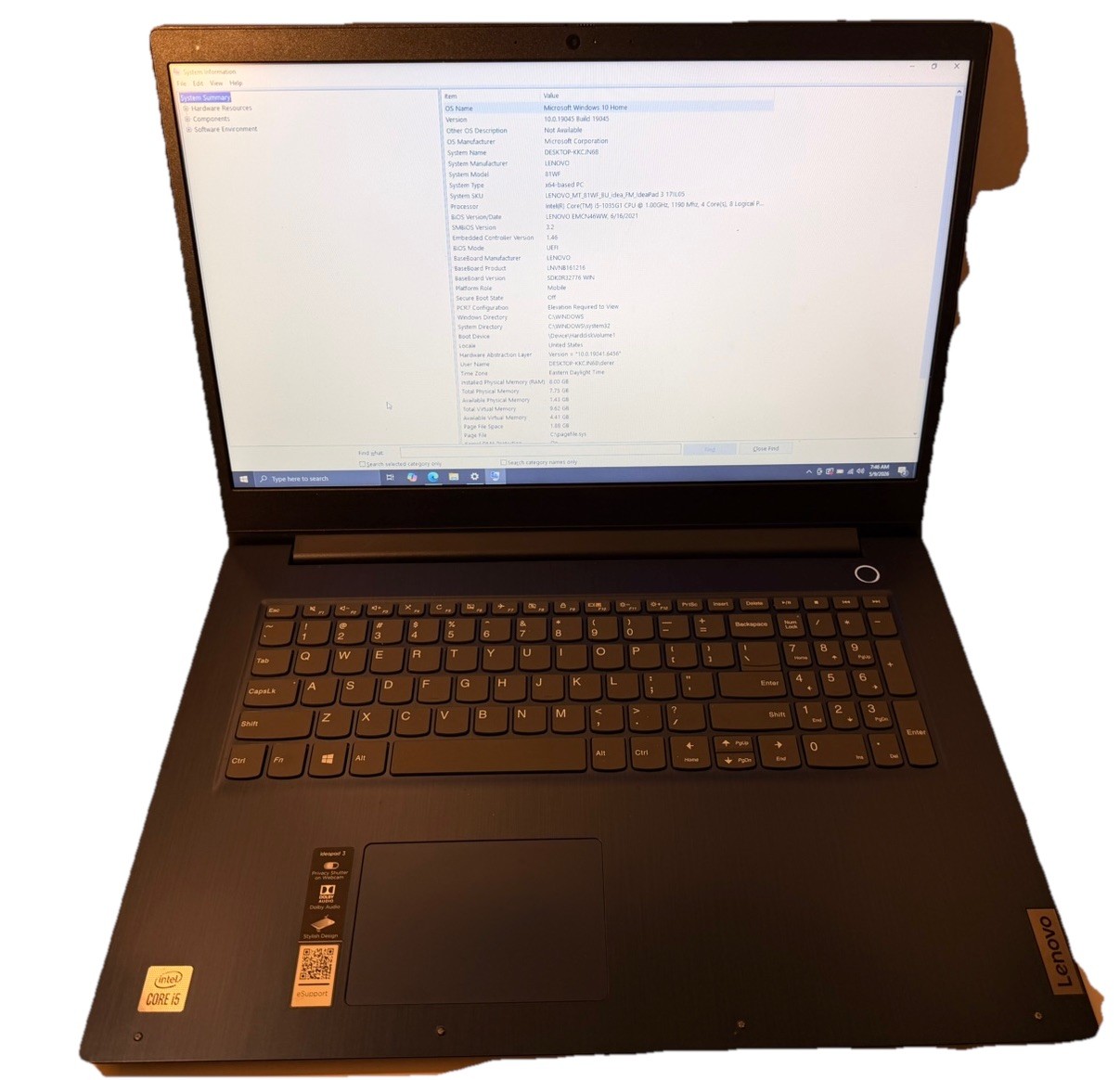 Lot Of 2 Lenovo Ideapad 3 17IIL05 i5 & 15IIL05 15.6″ i3-1005G1 NO SSD NO RAM