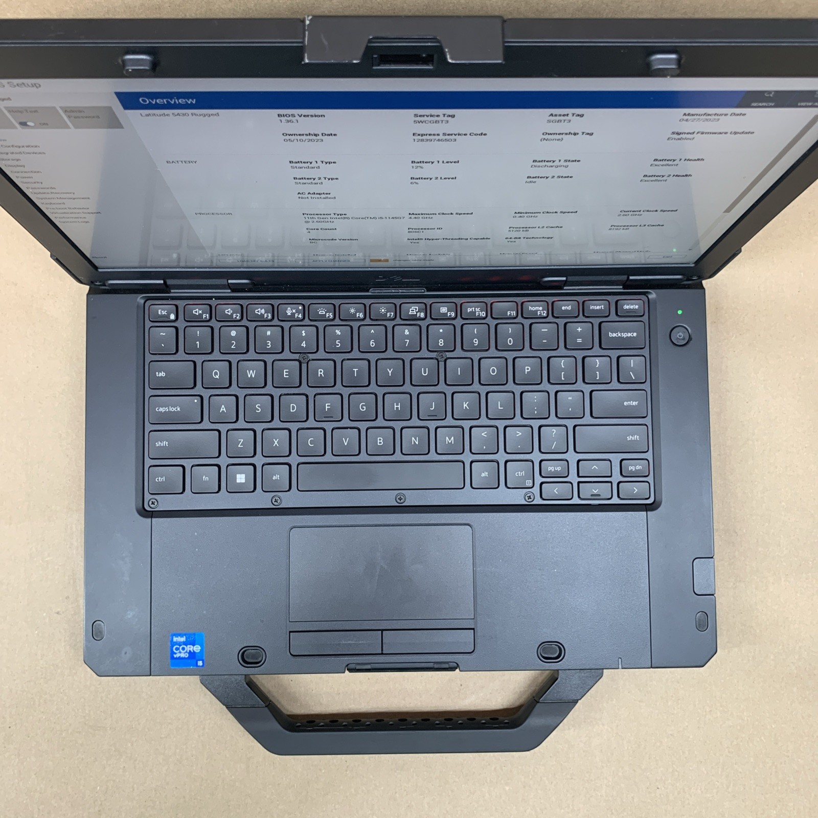 Dell Latitude 5430 Rugged, Core i5-1145G7 @ 2.6GHz, 16GB RAM, No SSD, No OS