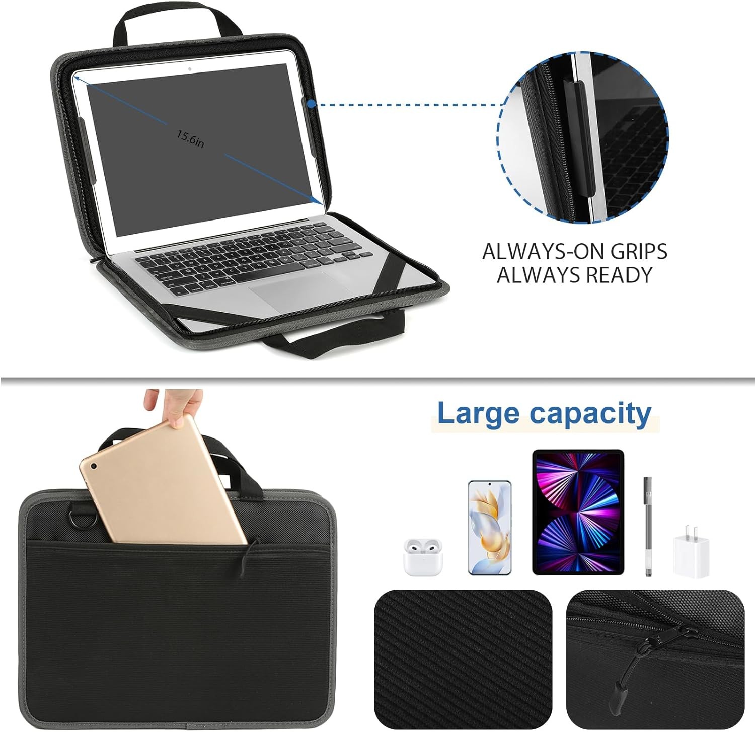 Laptop Case Sleeve 15.6 inch, Shockproof Computer Cover for HP, ASUS, Dell, Leno