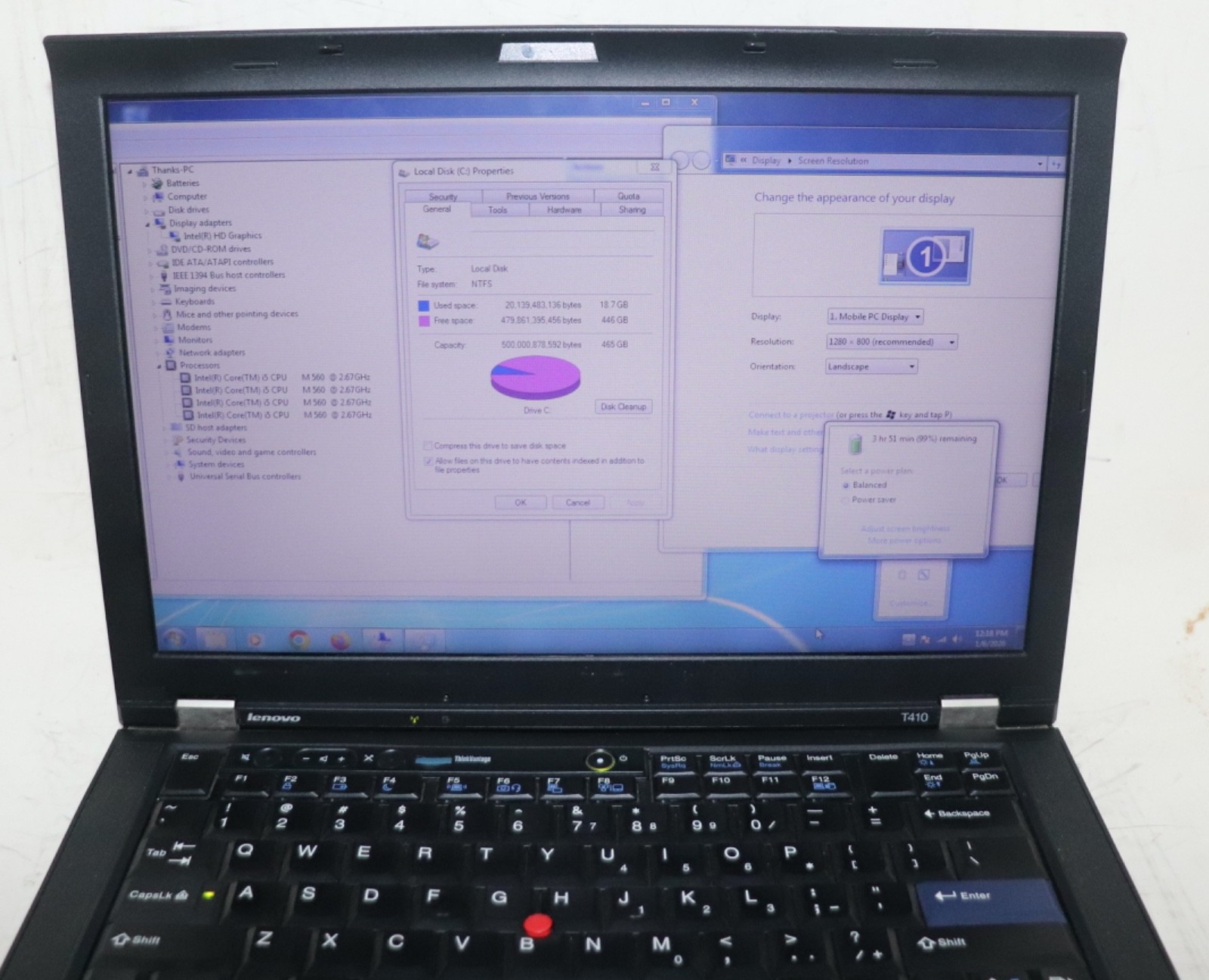 Lenovo ThinkPad T410|Core i5@2.67 GHz|4GB RAM|500 GB HDD|WIN 7. PROF|Webcam