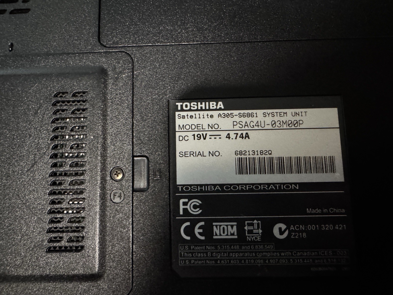 Toshiba Satellite A305-S6861 PSA-G4U-03M00P Core 2 Duo 4GB 300GB Win 7 PREM Copy