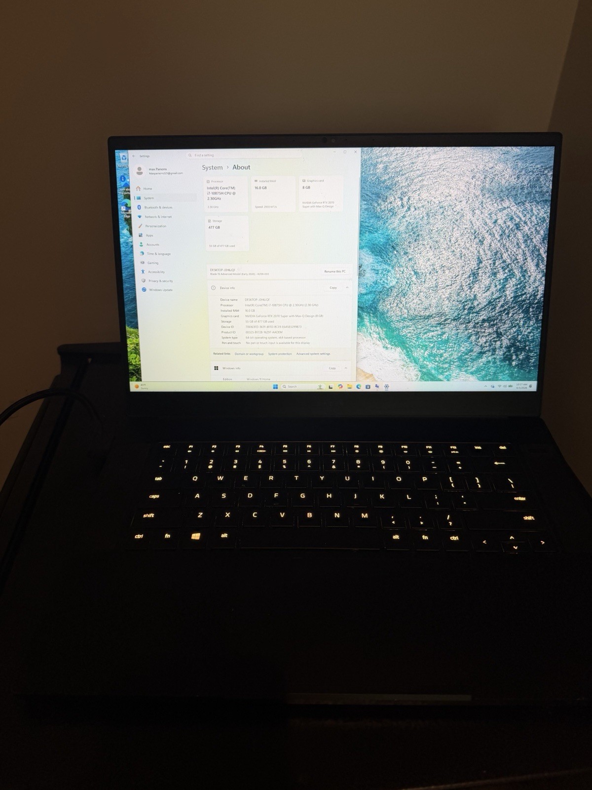 Razer Blade 15 Advanced RTX 2070 Super Max-Q i7-10875H 16GB 512GB