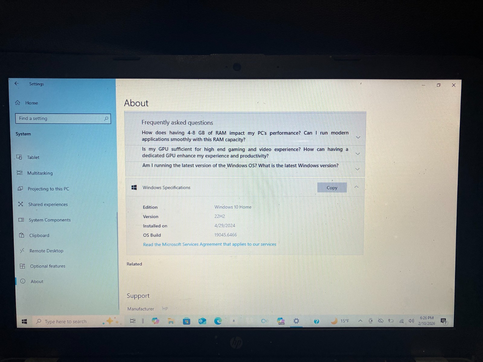 Laptop Hp 15.6″ Touchscreen AMD Quad Core A 10-9620P 4GB Win10