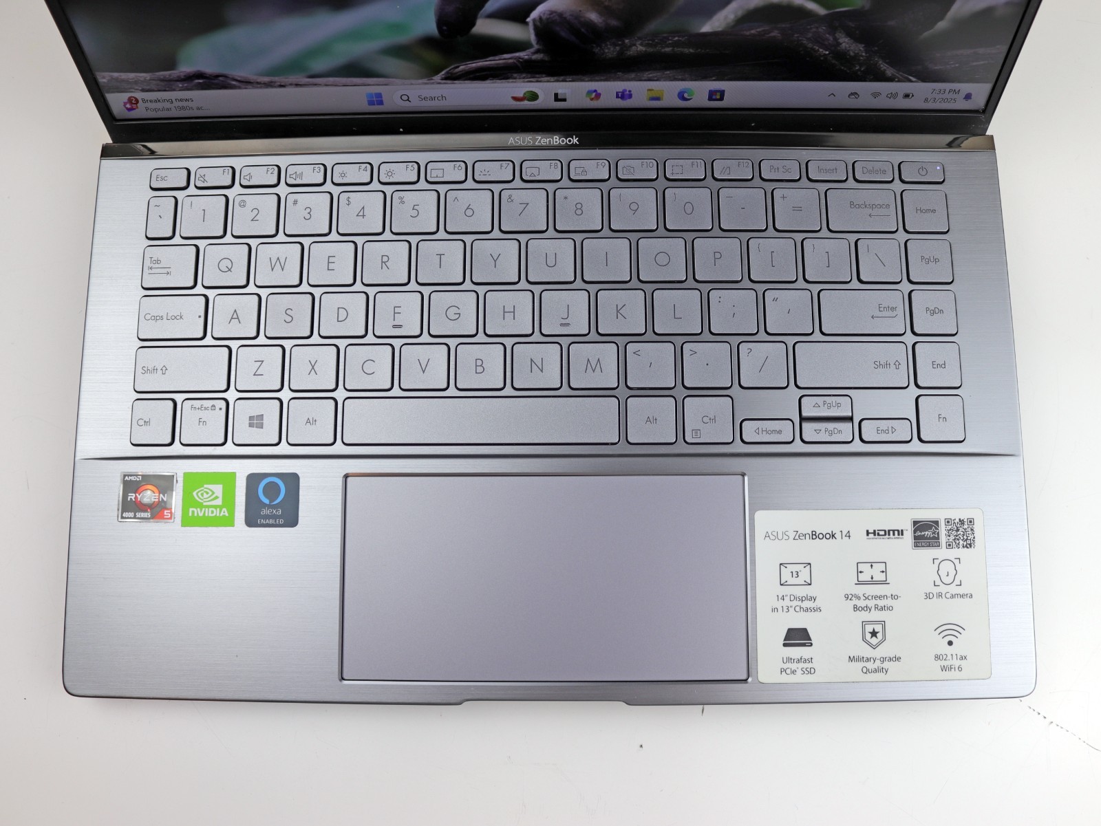 ASUS Zenbook UX434IQ 14″ Laptop Ryzen 5 4500U 8GB RAM 256GB SSD NVIDIA MX350
