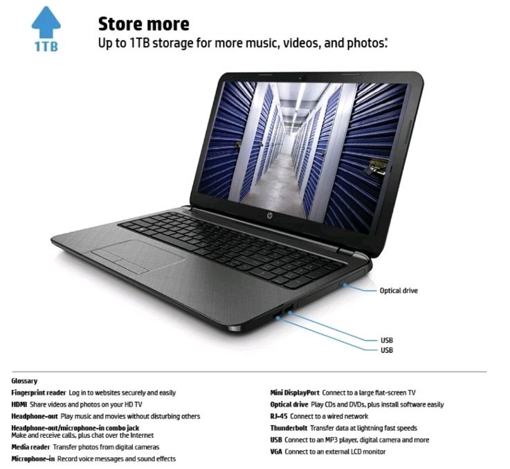 HP TouchSmart 15-r100 15.6″ Touchscreen LCD Laptop Intel Pentium N3540 Quad-core