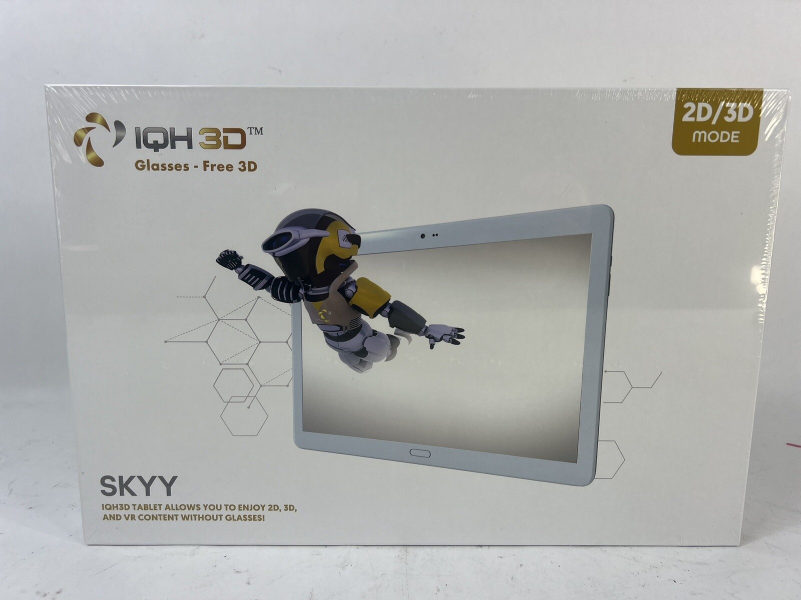 IQH3D Skyy Tablet 128GB Storage Gold Color Android 8.0 No Glasses 3D New Sealed