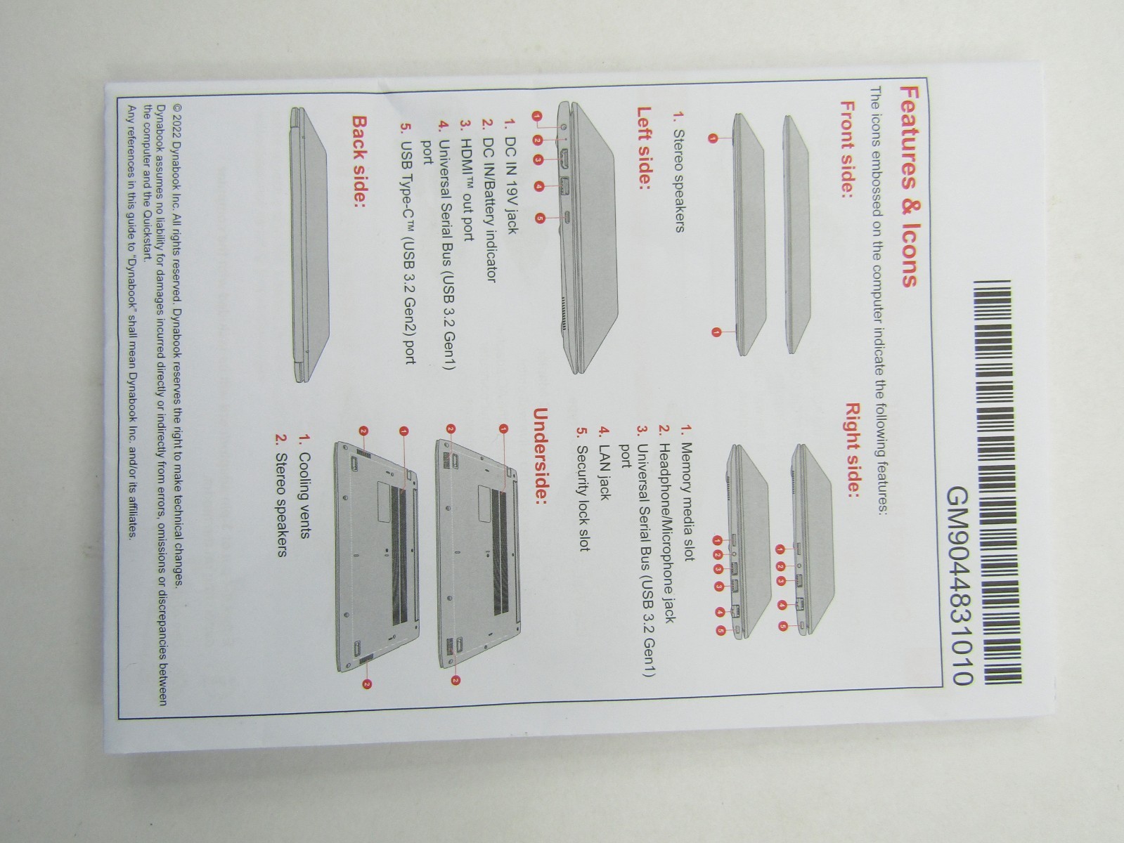 Dynabook Satellite Pro C40-K Laptop Original Instruction No Charger For Parts