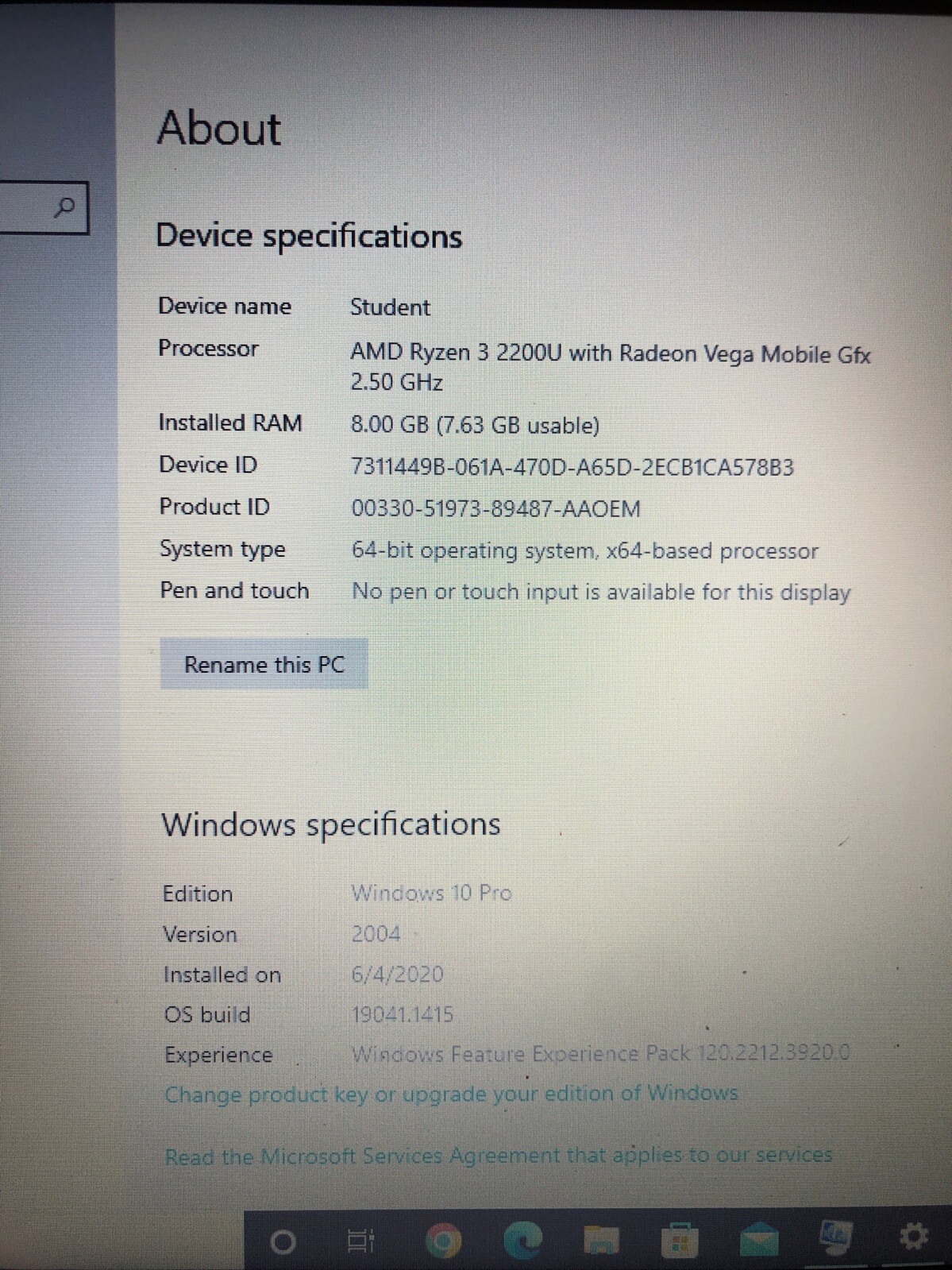 Lenovo Thinkpad E585 AMD Ryzen 3 2200U 2.50GHz 512GB SSD 8GB RAM Windows 10 Pro