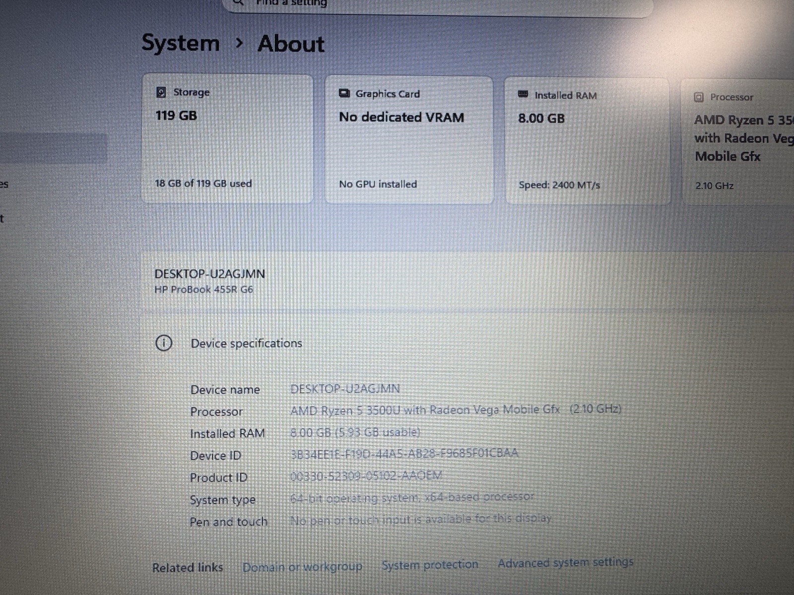HP PROBOOK 455R G6 | 128GB SSD | 8GB DDR4 | WIN 11 PRO | FAST SHIP | READ DESC |