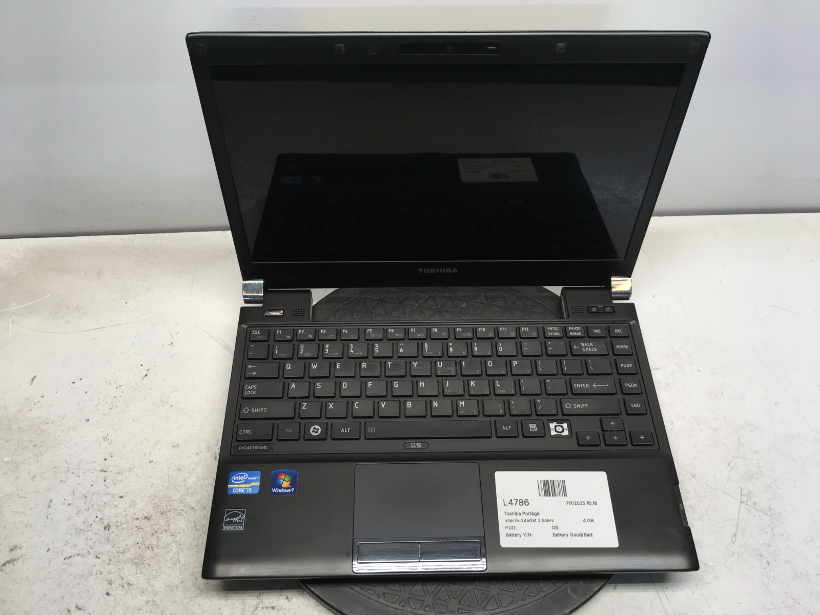Toshiba Portege Intel i5-2450M 2.5GHz 4 GB NO HDD/Battery