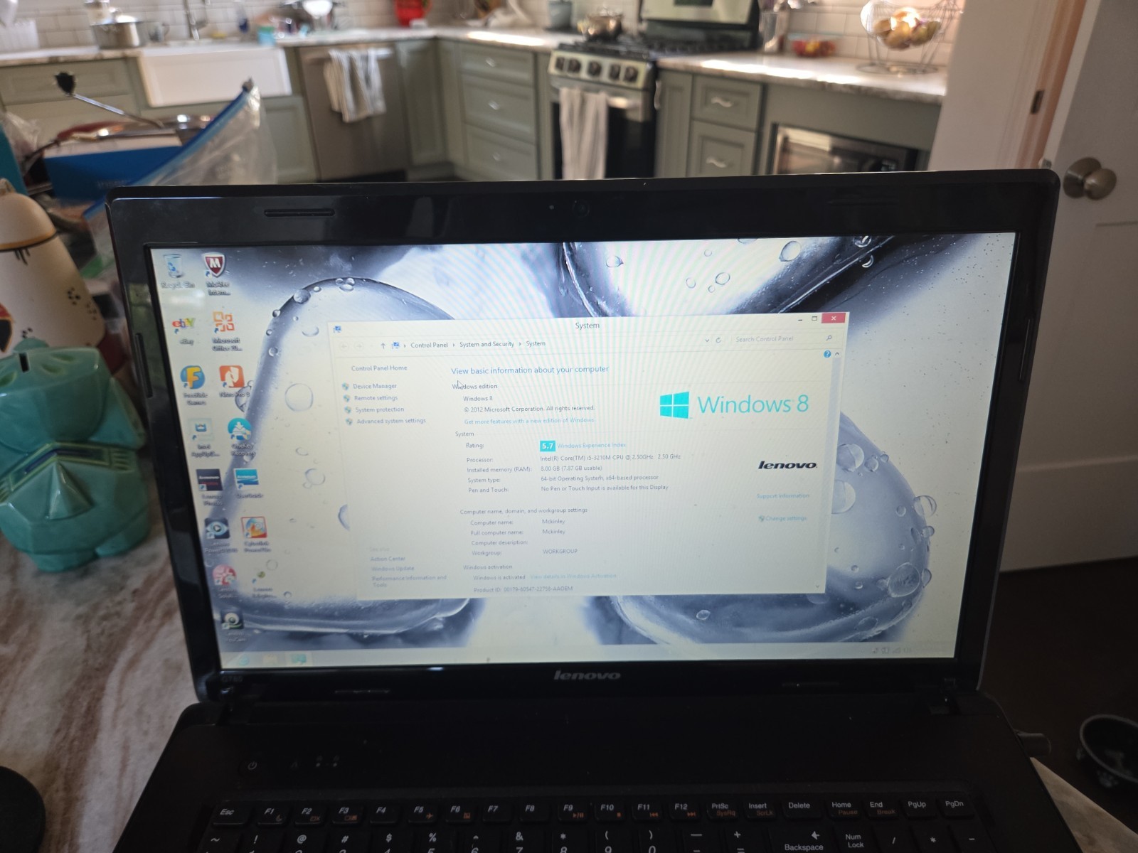 Lenovo G780 17.3″ Laptop Intel Core i5-3210M 8GB Ram Windows 8