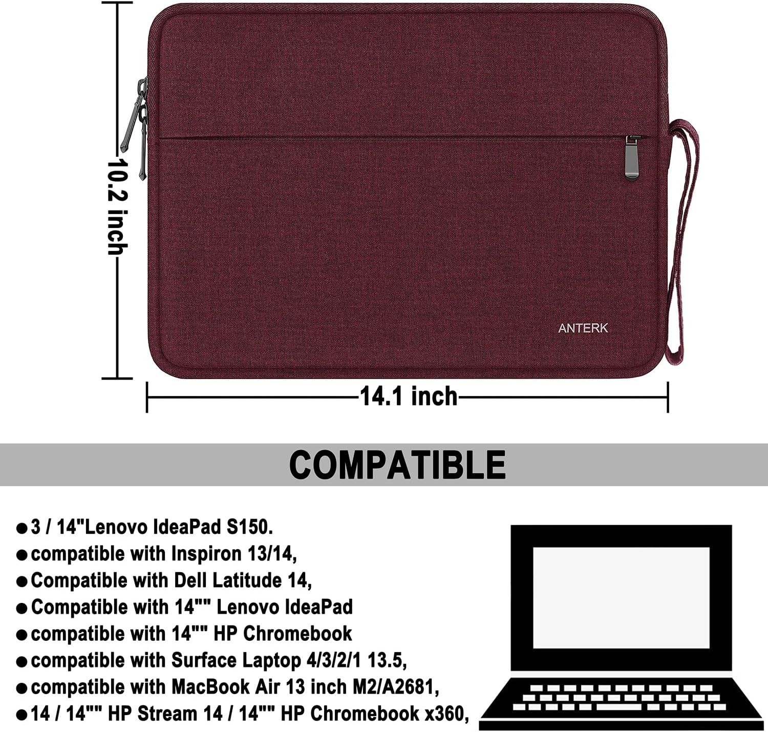 Laptop Sleeve Case 14 Inch, Water Resistant Traveling Computer Cover with Handle