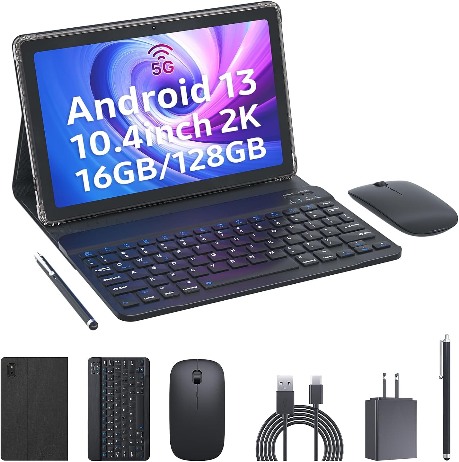 Tablet with Keyboard and Case, Android 13.0 10.4 Inch, 16GB RAM+128GB ROM, 2000