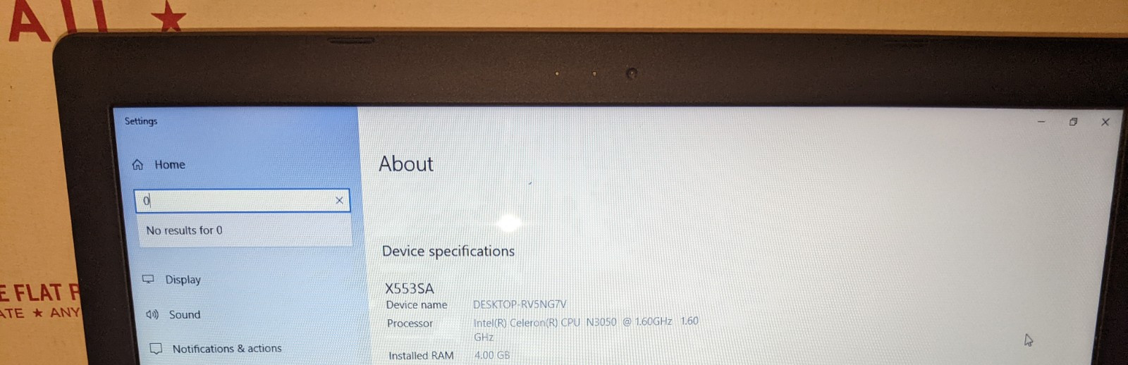 ASUS X553S 15.6” / Intel Dual Core N3050 @ 1.60GHz – Win10 – Black EXCELLE w/Box