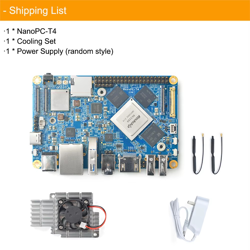 NanoPC-T4 ARM Development Board 4GB LPDDR3 RAM 16GB eMMC Rockchip RK3399 Dual-ba