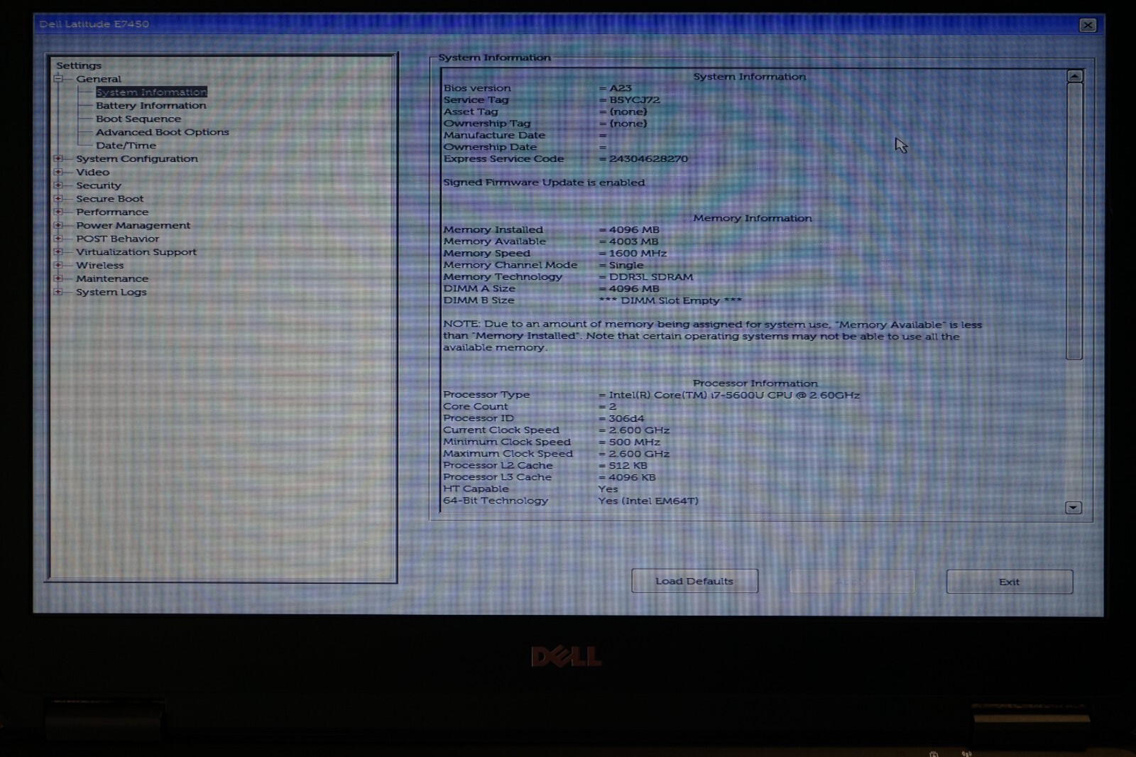 ^ Dell Latitude E7450 14″ Intel i7-5600U @ 2.60GHz 4GB Ram No HD #C1671