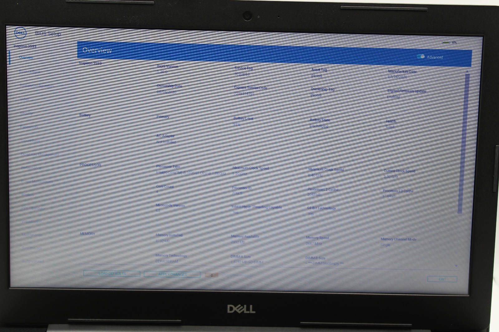 Dell Inspiron 3593 _ i5-1035G1 _ 8GB RAM _ 500GB SSD _ Win11Pro