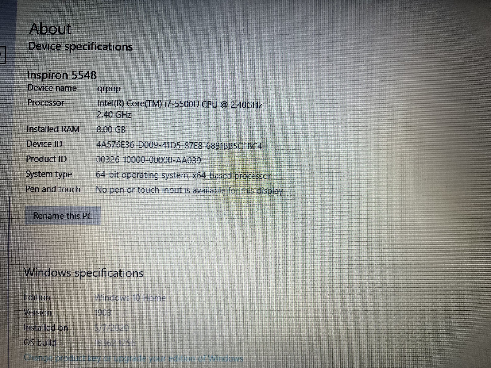 Dell Inspiron 5548 Core i7-5500U, 8GB RAM, 1TB HDD, Win10
