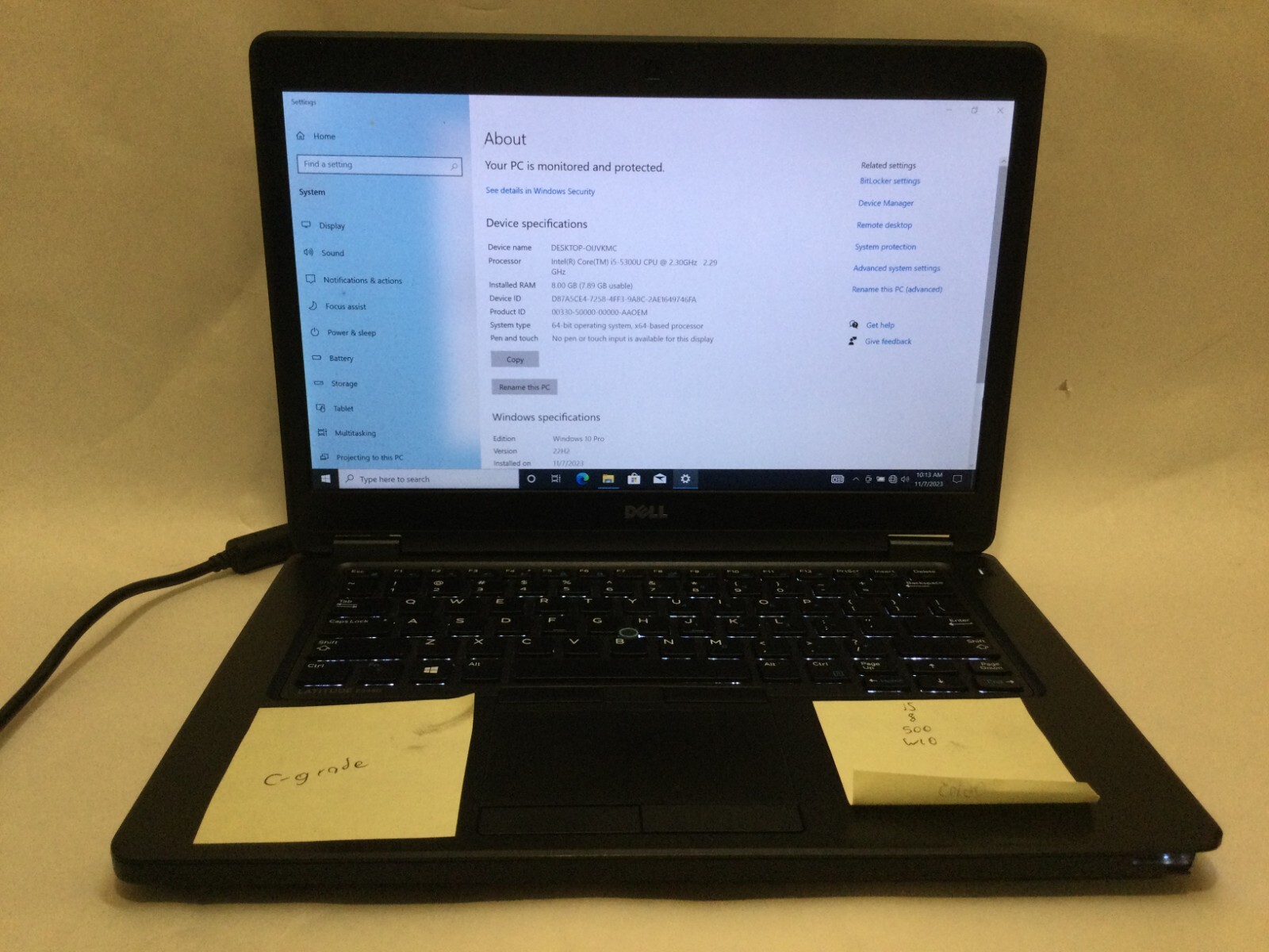 Dell Latitude E5450 / Intel Core i5-5300U / Windows 10 Pro / C-GRADE W/ ADAPTER!