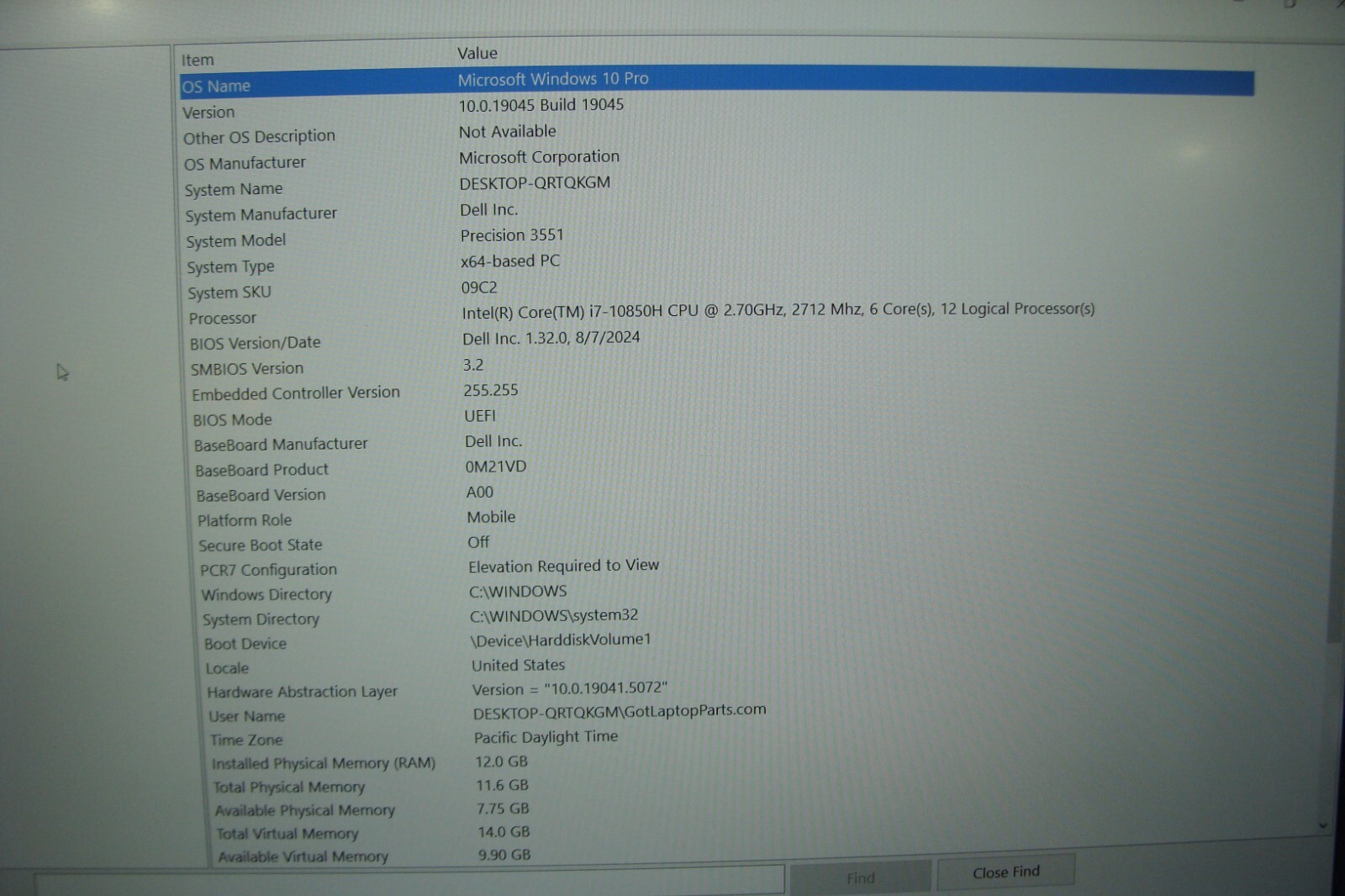 Dell Precision 3551 15.6″FHD i7-10850H NVIDIA P620 2.7GHz 12GB 256GB +Charger