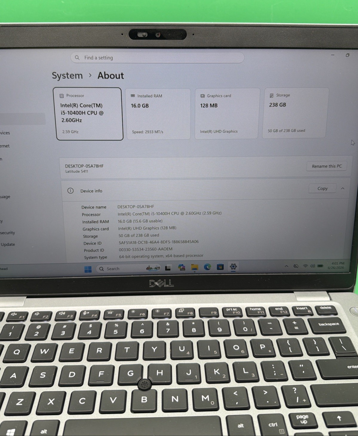 Dell Latitude 5411 14″ Business Laptop i5 16GB RAM 256GB SSD Win 11 Pro