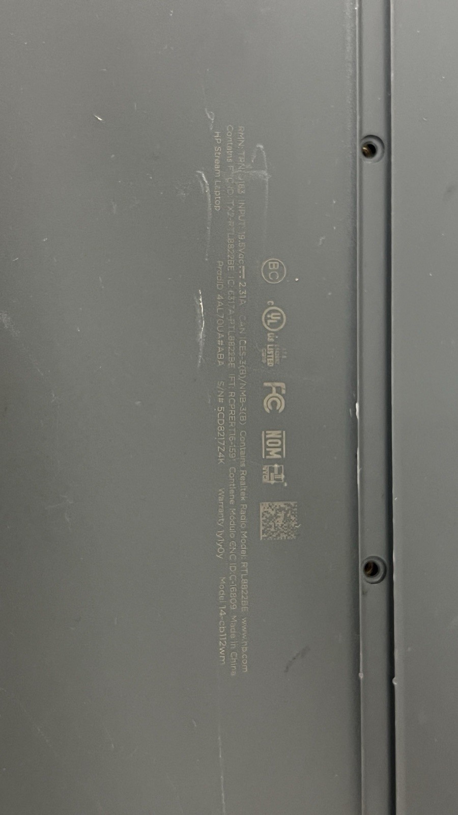 HP Laptop Model RTL8852BE 15.6 Inch Display LOCKED WORKs