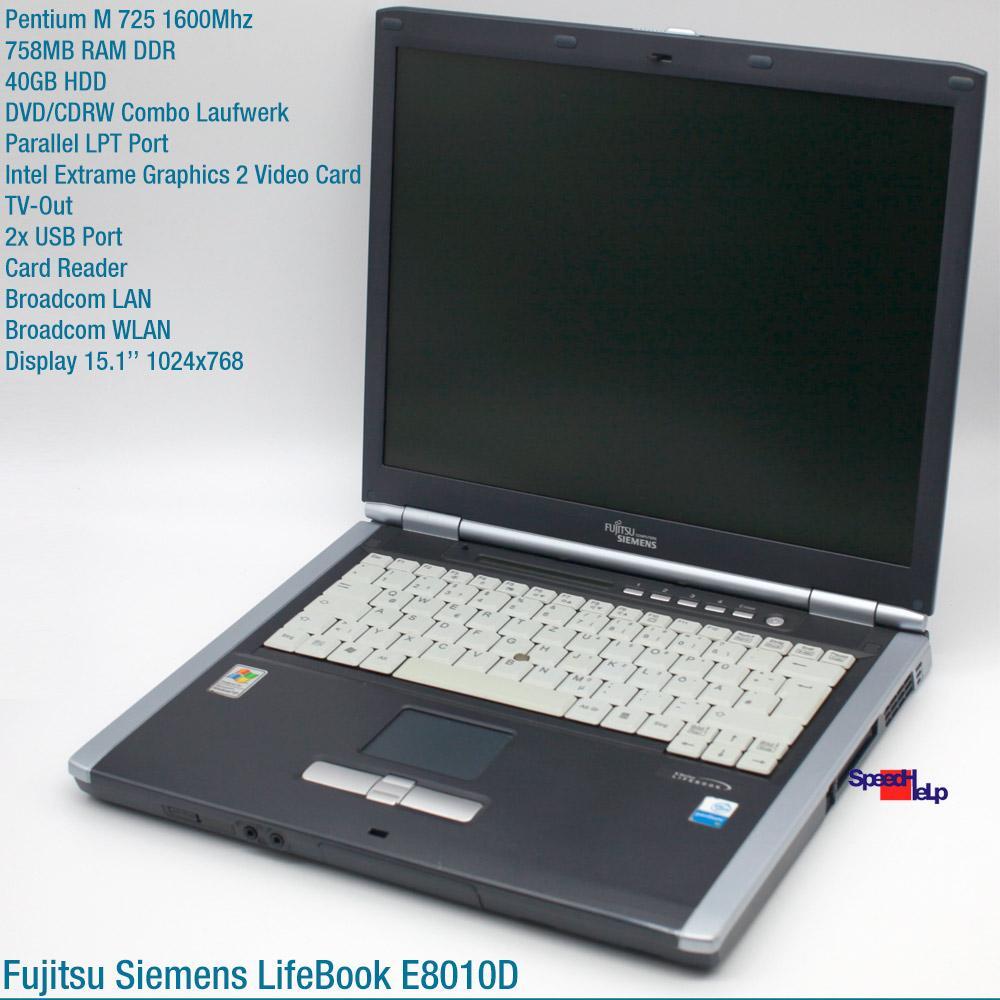 NOTEBOOK FUJITSU SIEMENS LIFEBOOK E8010D FSC LAPTOP WINDOWS XP 2000 PARALLEL COM