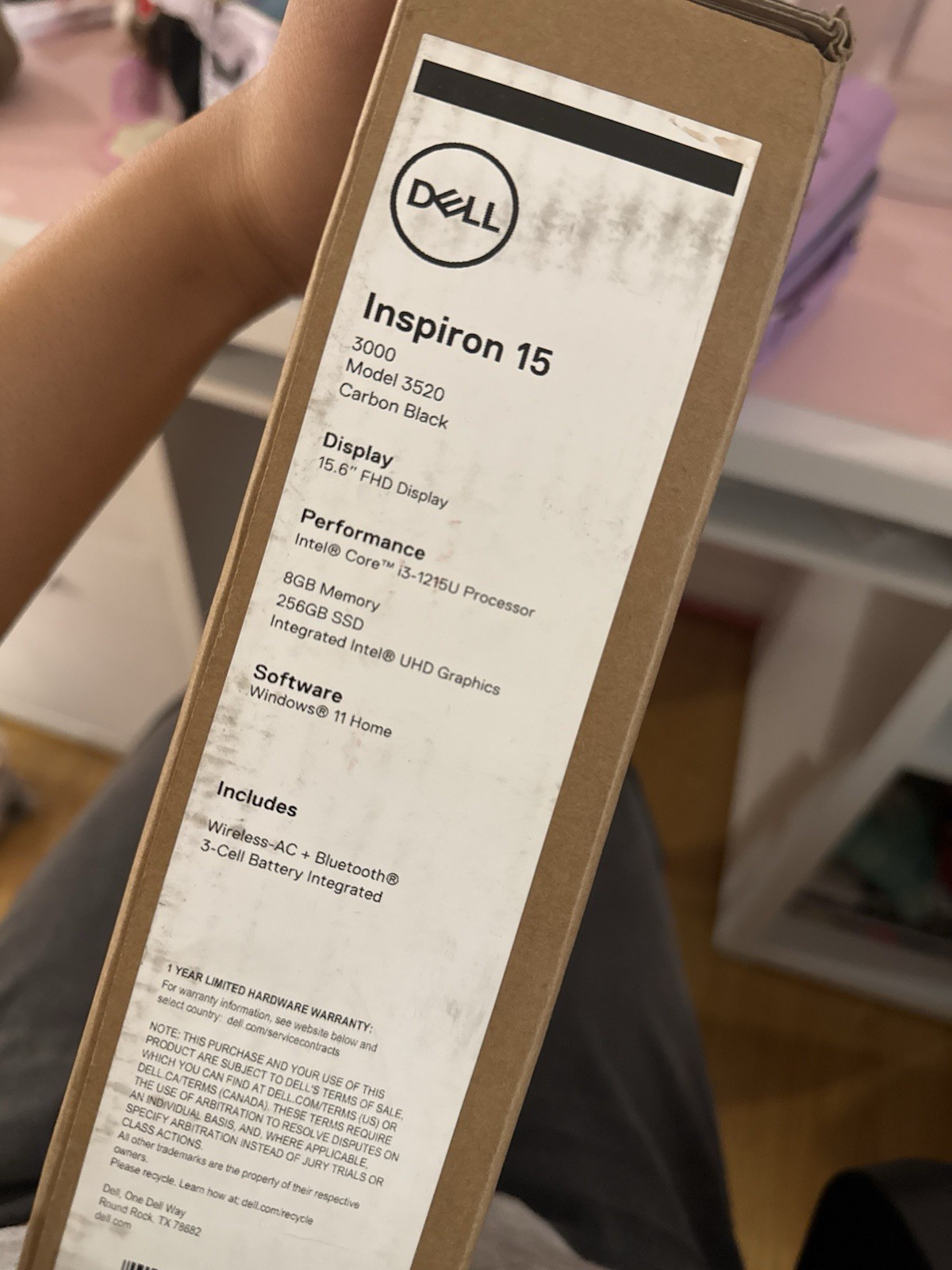 LAPTOP -Dell Inspiron 15 3000 Model 3520 Carbon Black 15.6” FHD Display