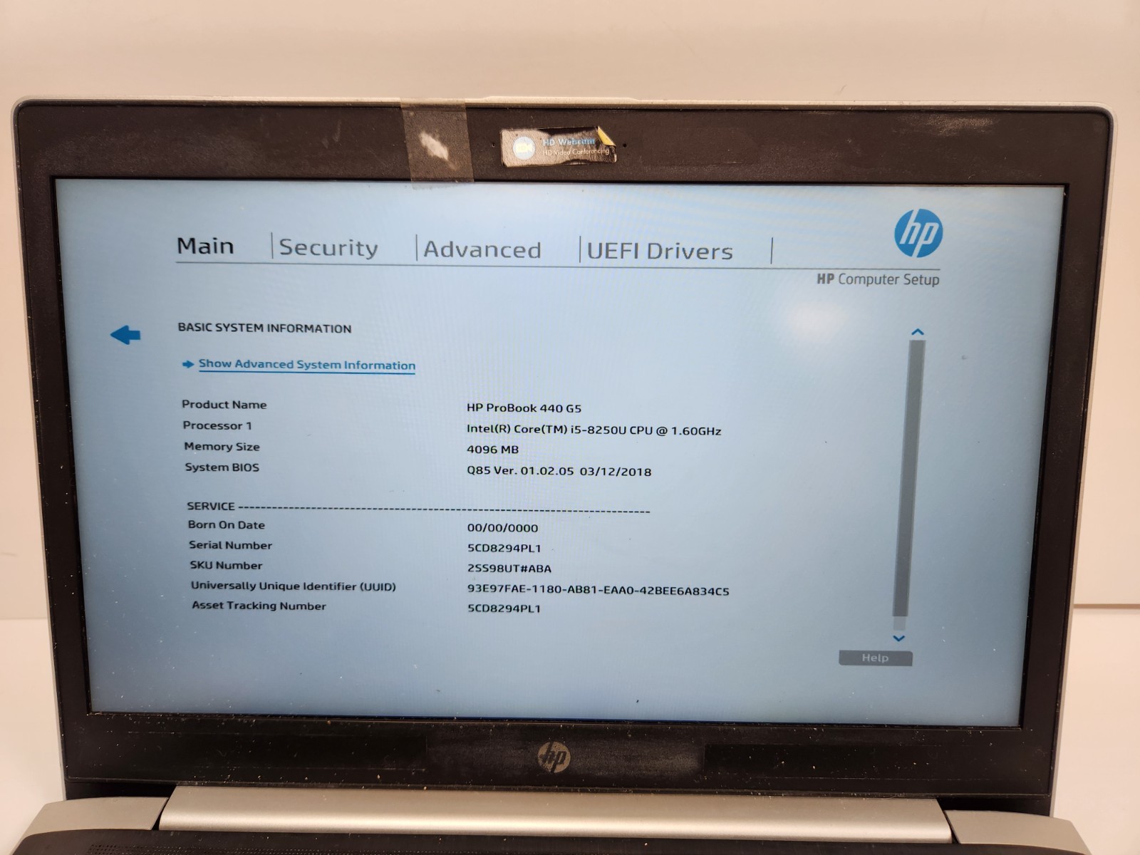 HP ProBook 440 G5 Intel Core i5-8250U, 4GB RAM Laptop *READ #0467