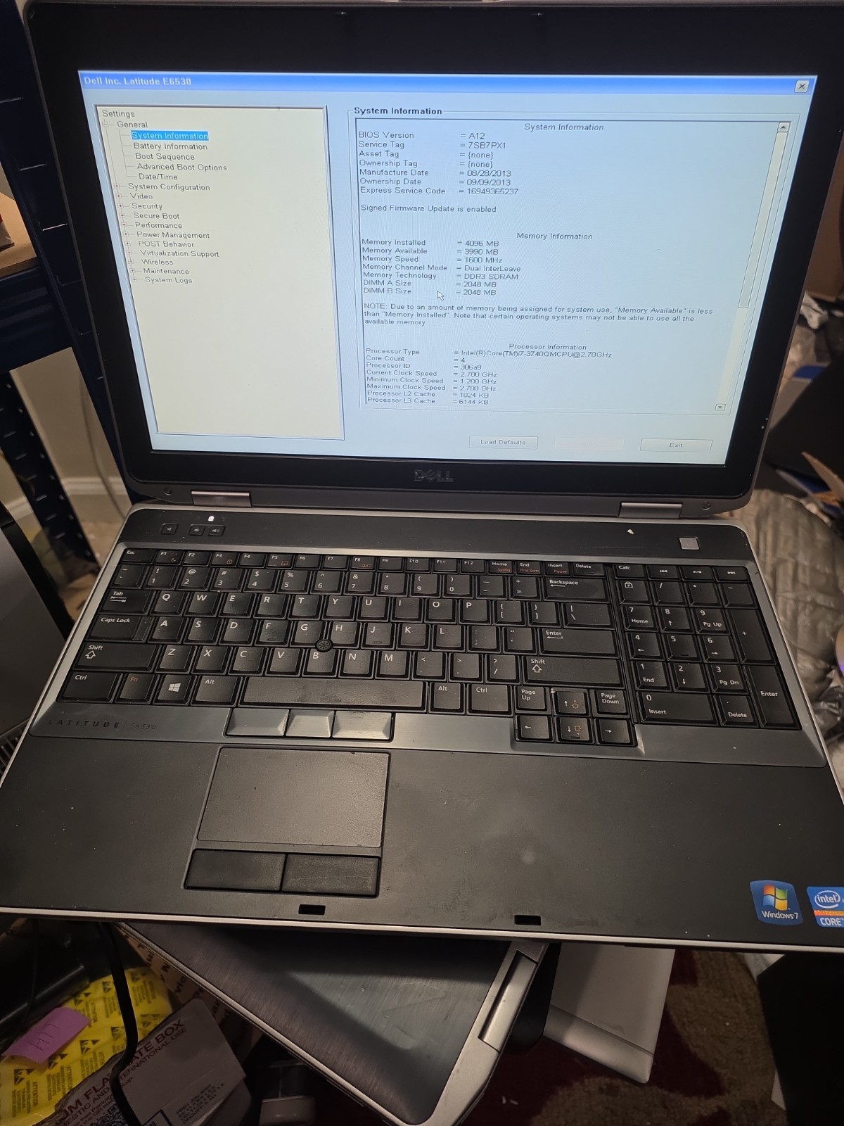 Dell Latitude E6530,Intel Core i7-3640QM@2.70ghz,8GB RAM 256GB SSD WIN 10