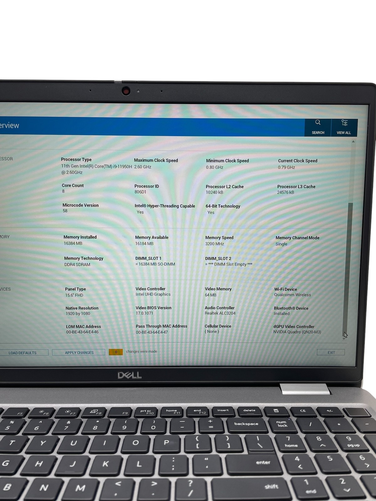 Dell Precision 3561 15″ – i9 2.6GHz – 16GB RAM – 512GB SSD – Grade D