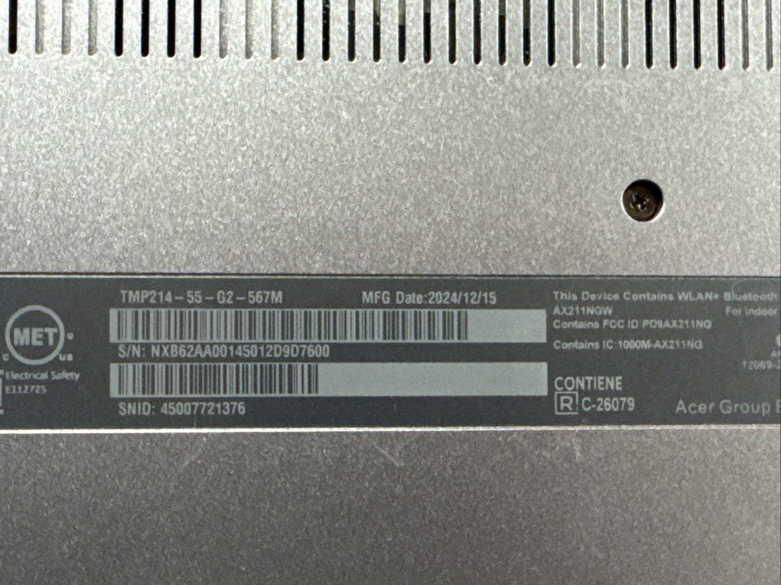 Acer TravelMate P214 i5 2.40GHz 8GB RAM 256GB SSD 14in
