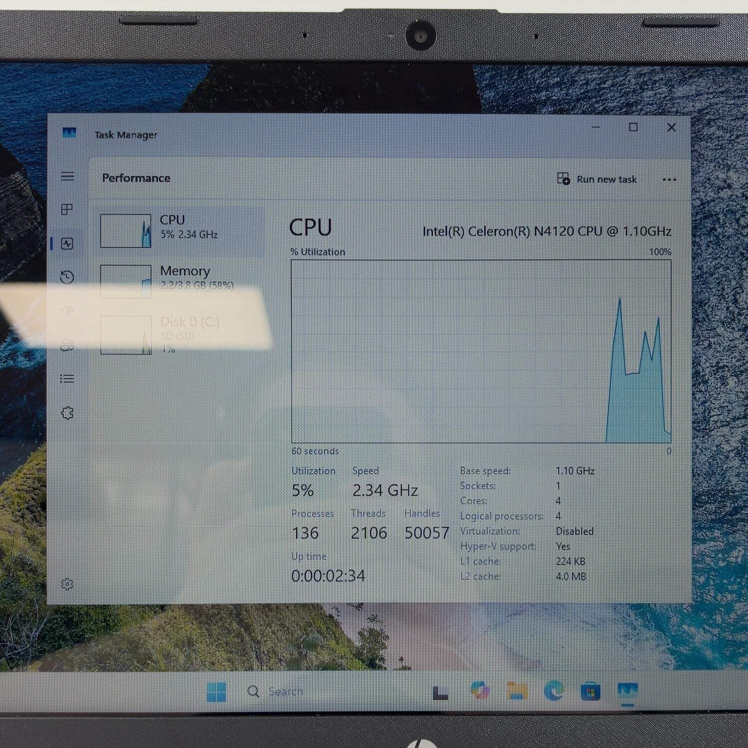HP Laptop 14-DQ0052DX 14″ Celeron N4120 1.1GHz 4GB RAM 64GB SSD