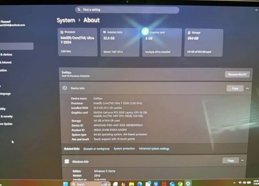 Dell 16 (XPS 16) Premium, 4K OLED Touch, Ultra 7 255H 32GB 1TB RTX 5050