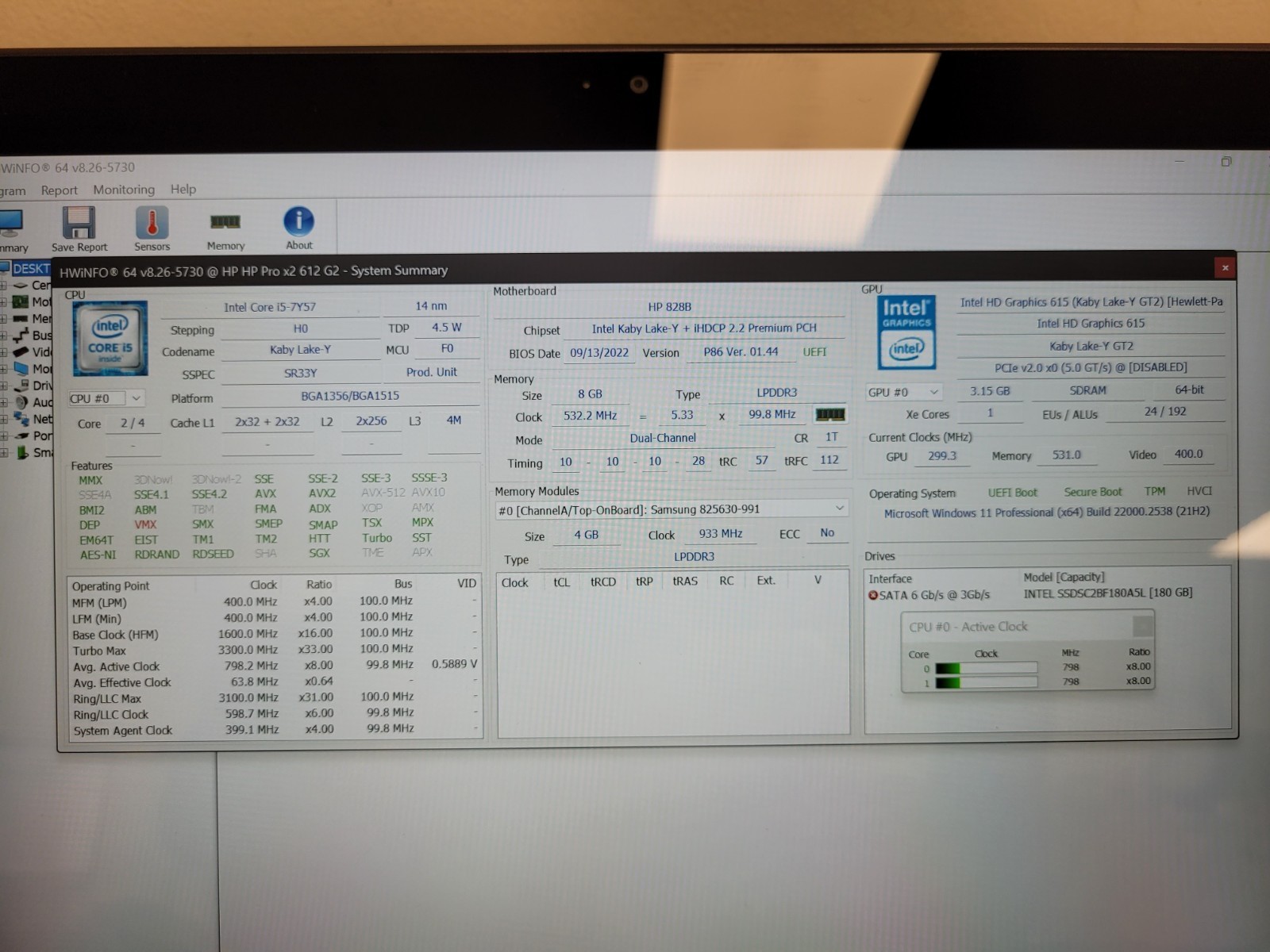 Hp pro x2 612 G2 12″touch i5-7y57 1.2gh 8gb ram no ssd nocharger READ 5CG8171GJF
