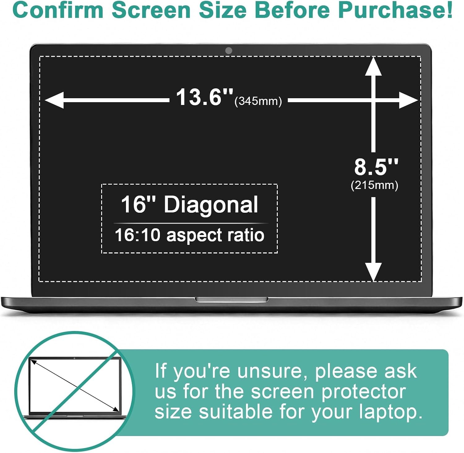 Matte Anti Glare 16 Inch 16:10 Screen Protector, Eye Protection Anti Blue Light