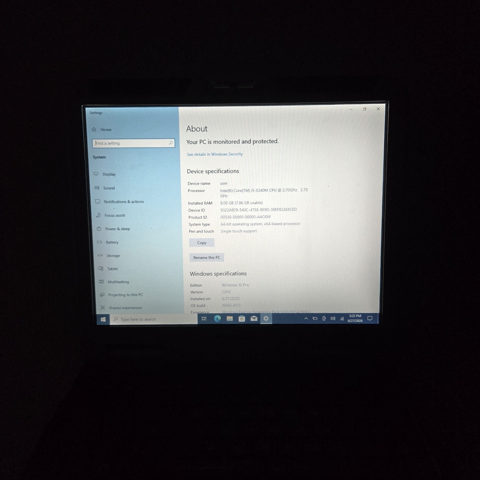 Panasonic Toughbook CF-31 MK4 i5-3340M 2.7GHz 256GB SSD 8GB Ram Win10p Grade B