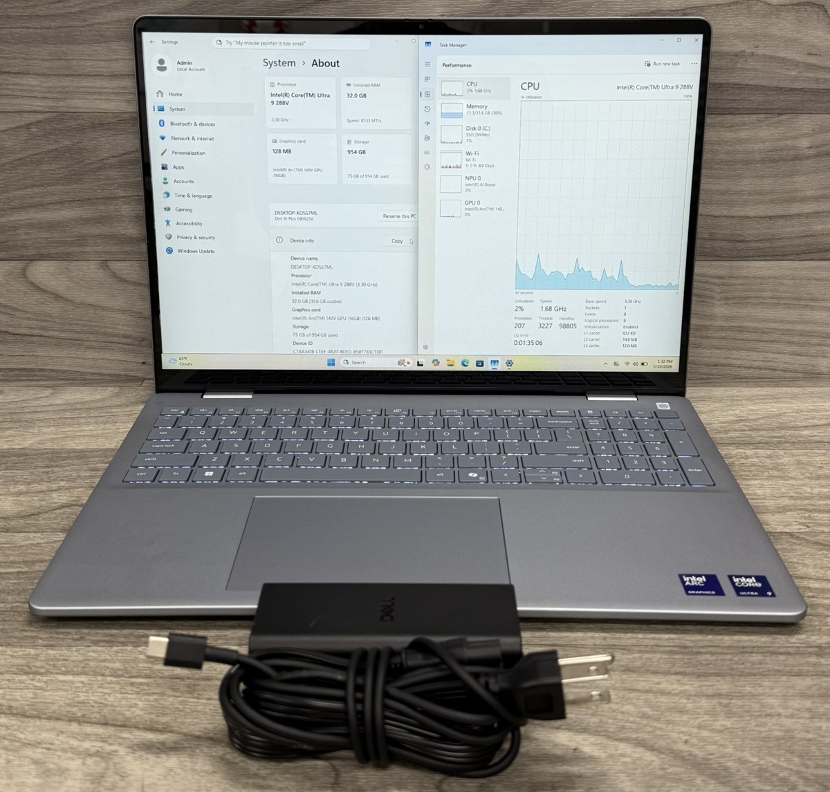 Dell 16 Plus DB16250 16″ Touch Laptop Ultra 9 32GB RAM 1TB SSD (A1D031478)