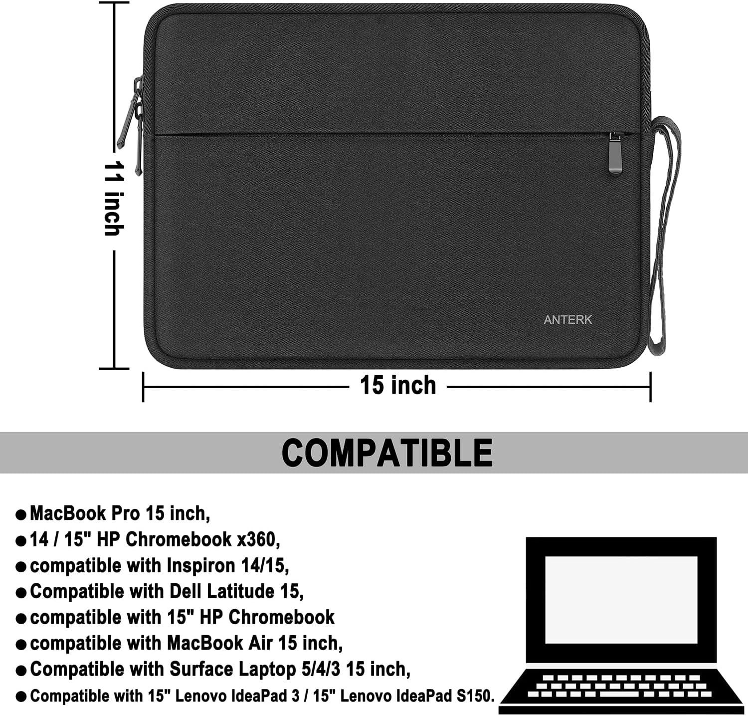 Laptop Sleeve Case 15.4 Inch, Water Resistant Shockproof Protective Cover for HP