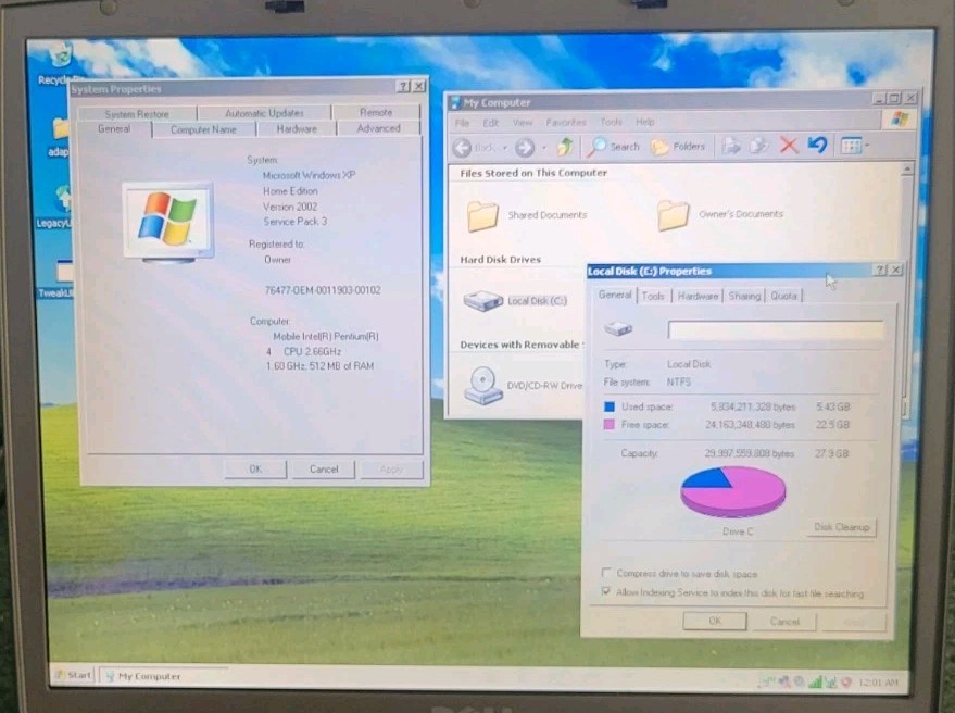 Dell Inspiron 1150 15.4″ Intel Pentium 4 2.66GHz 512MB RAM 30GB HDD Win XP