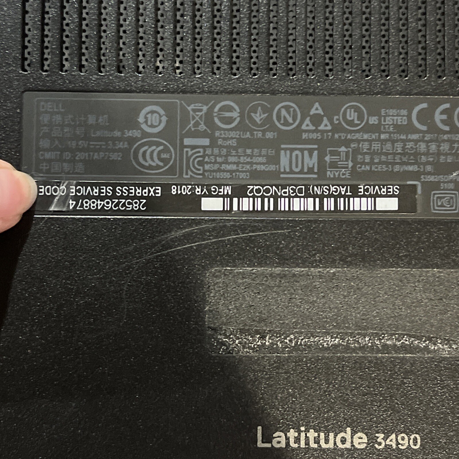 DELL LATITUDE 3490 INTEL CORE I5-8250U 1.60GHZ 8GB RAM NO HD