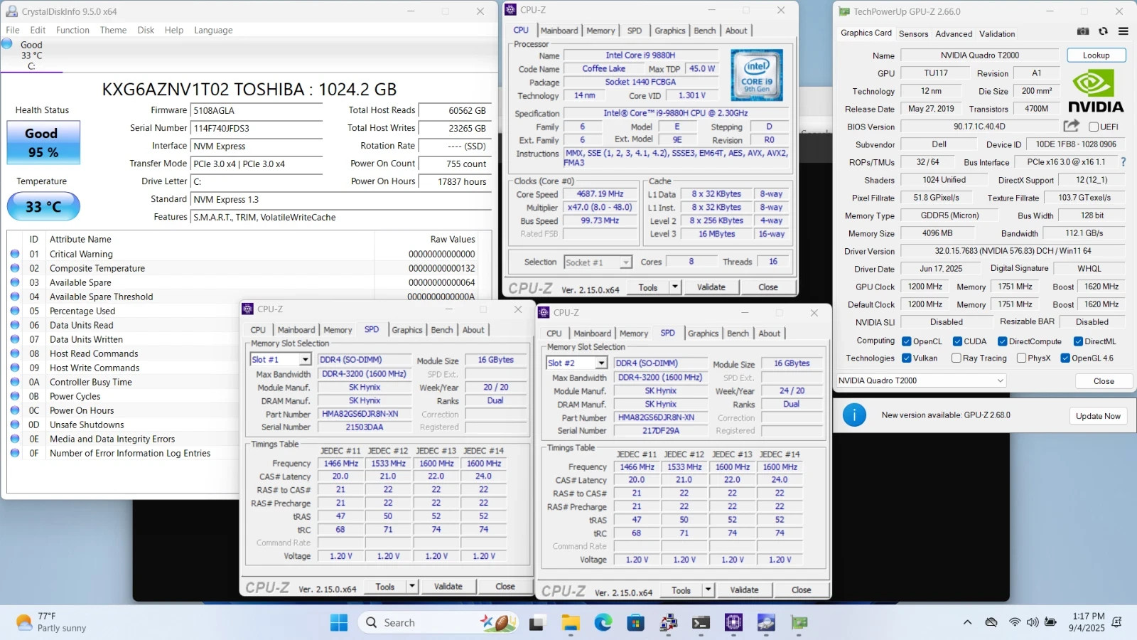 Dell Precision 5540 15.6″ FHD i9-9880H 32GB RAM 1TB NVMe NVIDIA T2000 Win 11 Pro