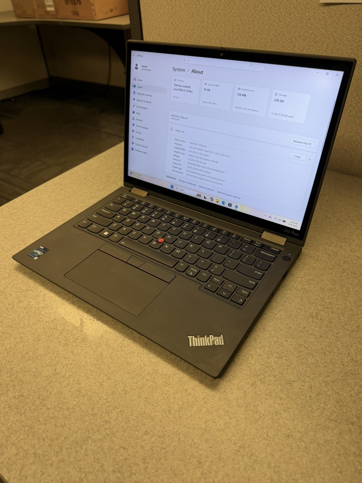 Lenovo ThinkPad X13 Yoga Gen 3 i5 1245u – 16GB RAM 512GB – SSD Win 11 Pro Touch