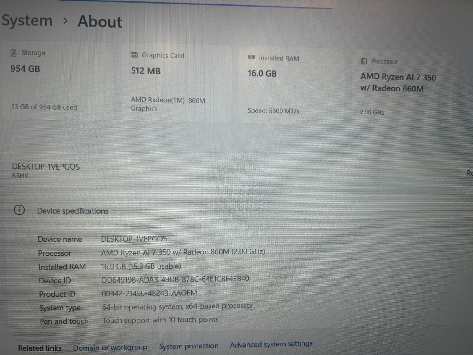 LENOVO IdeaPad Slim 5 16AKP10, AMD Ryzen AI 7 350, 2.00 GHz 16 GB RAM, 1 TB NVMe