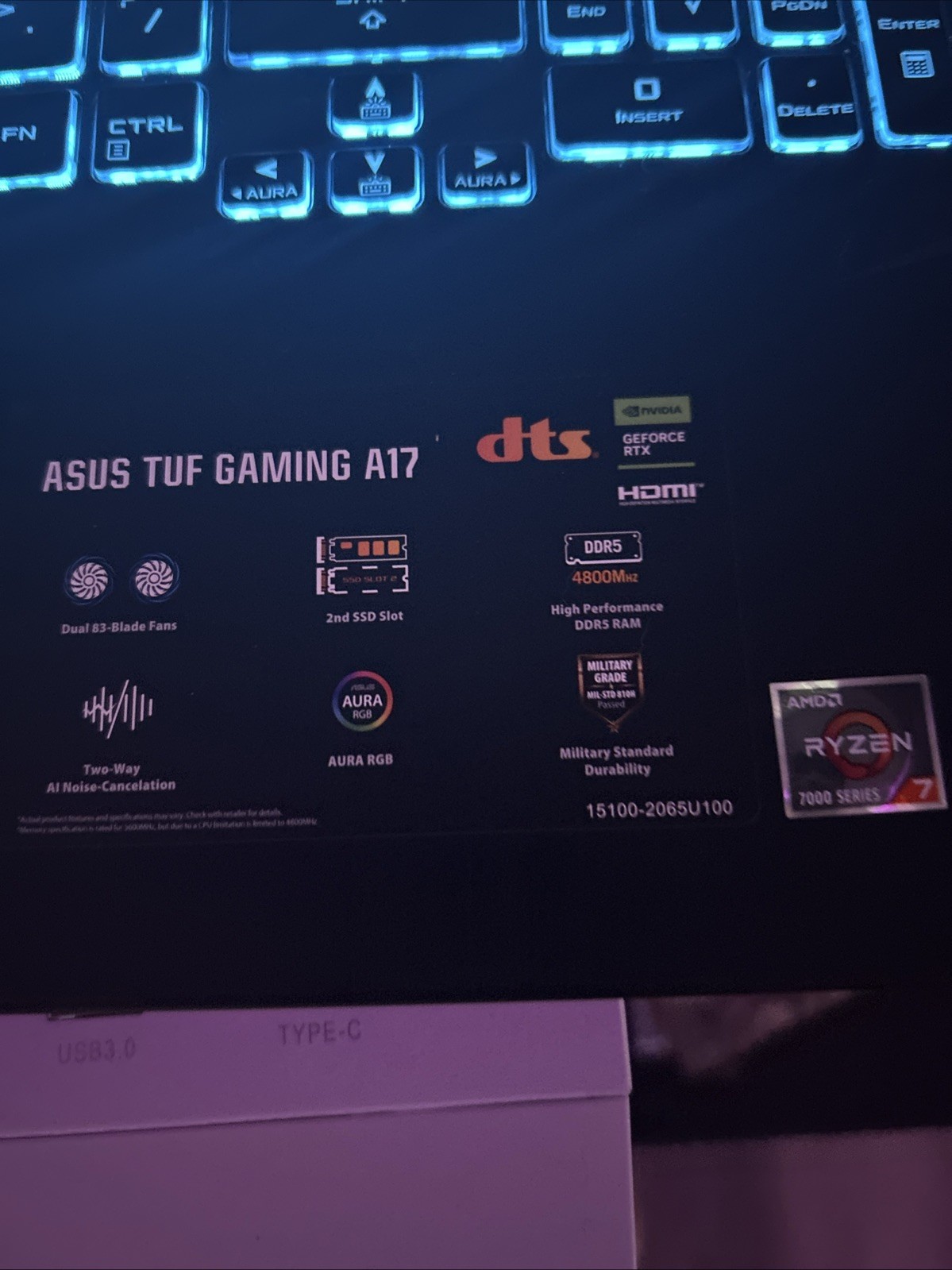 ASUS TUF A17 FA706N 17.3″, Ryzen 5 7435HS, 8GB RAM, 512GB SSD, GeForce RTX 2050